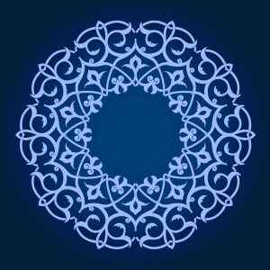 وکتور دایره ای گلدار آبی با پس زمینه سرمه ای